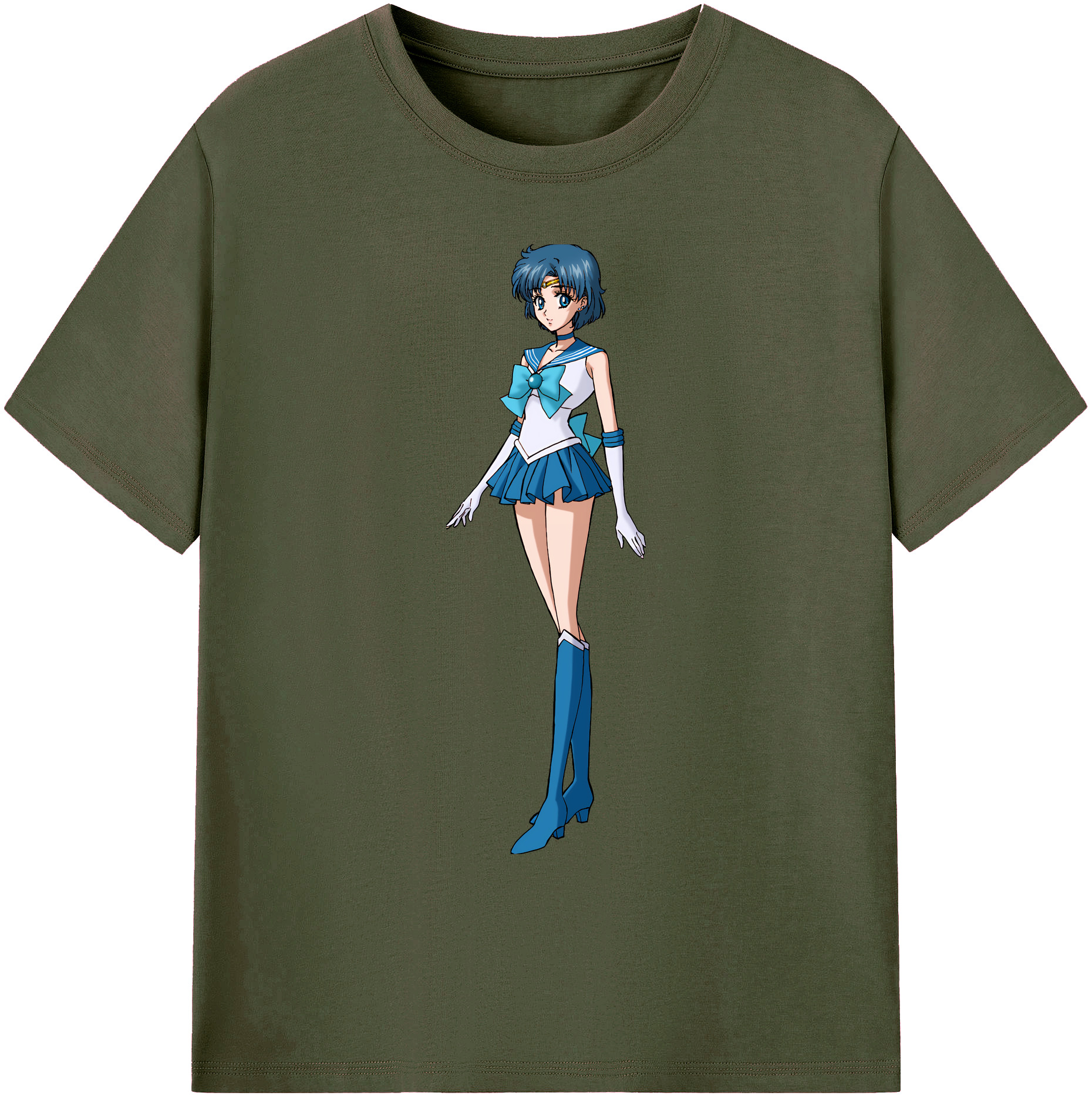 （画像用） 美少女戦士セーラームーン 水野 亜美 みずの あみ Sailor Moon Mizuno Ami 綿100％ メンズ半袖Tシャツ｜肌触りやわらか＆通気性